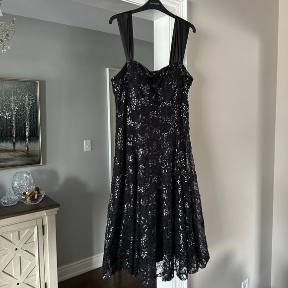Jaques Vert Sequin Black Dress (Size 16) - Picture 1 of 16